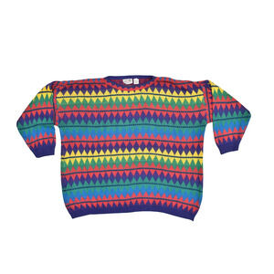 Vintage Stefano International Sweater Regular Size L Argyle Multicolor